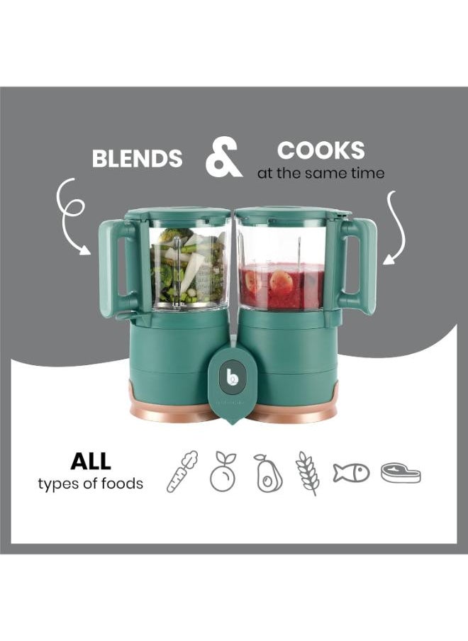 babymoov - Nutribaby Glass 4In1 Food Processor, Steam Cook, Blend, Defrost, Reheat, Quick Homemade Baby Food - Glass Bowl - Stainless Steel Tub, Prepare Multiple Meals, Nutrient Preservation - Teal, 1.5L - Image 1