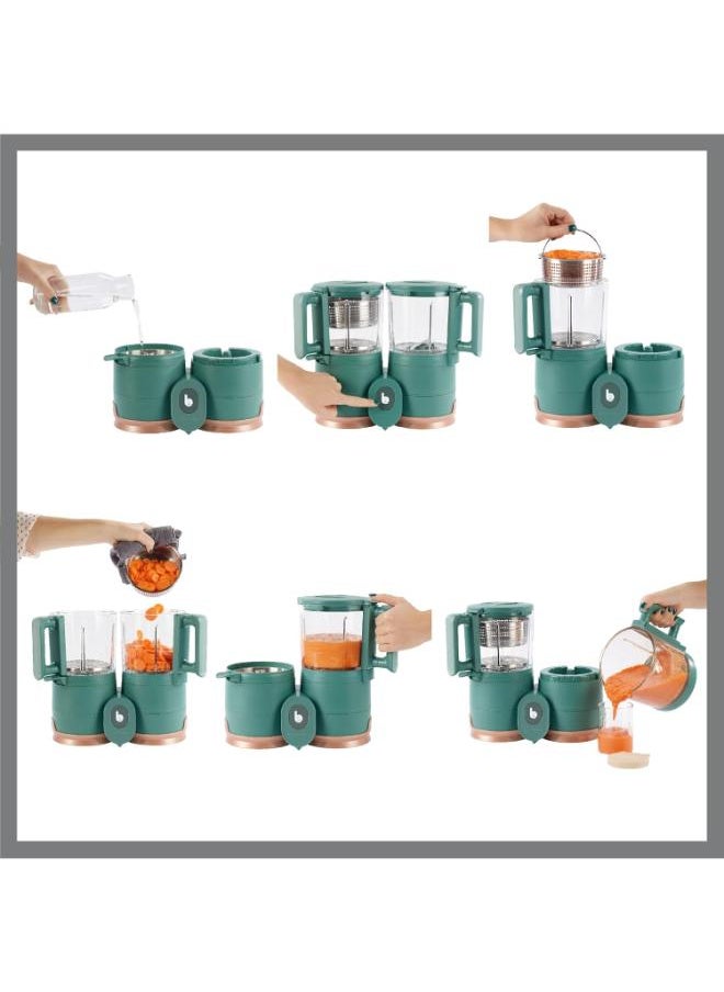 babymoov - Nutribaby Glass 4In1 Food Processor, Steam Cook, Blend, Defrost, Reheat, Quick Homemade Baby Food - Glass Bowl - Stainless Steel Tub, Prepare Multiple Meals, Nutrient Preservation - Teal, 1.5L - Image 1