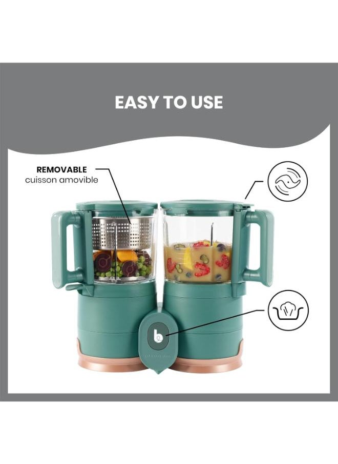 babymoov - Nutribaby Glass 4In1 Food Processor, Steam Cook, Blend, Defrost, Reheat, Quick Homemade Baby Food - Glass Bowl - Stainless Steel Tub, Prepare Multiple Meals, Nutrient Preservation - Teal, 1.5L - Image 1