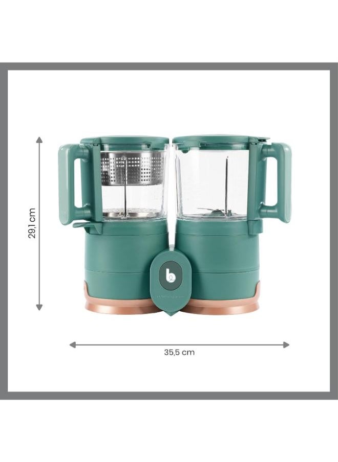 babymoov - Nutribaby Glass 4In1 Food Processor, Steam Cook, Blend, Defrost, Reheat, Quick Homemade Baby Food - Glass Bowl - Stainless Steel Tub, Prepare Multiple Meals, Nutrient Preservation - Teal, 1.5L - Image 1