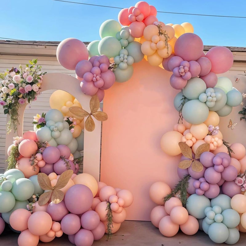Sowide Pastel Balloon Arch Kit,122Pcs Pink Blue Yellow Purple Metallic Gold Macaron Yellow Colorful Balloons for Boho Bridal Wedding Birthday Baby Shower Engagement Anniversary Graduation Party Decorations - Image 4