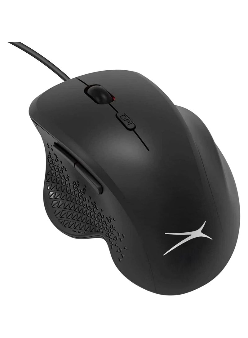 ماوس ألعاب ALTEC LANSING Flank مع مسند لليد - تصميم مريح سلكي USB - بكرة مطاطية ثلاثية الأبعاد/مضادة للانزلاق - 8 ملايين نقرة - 6 أزرار - 3200 نقطة في البوصة للمكتب/الألعاب | أسود - Image 1