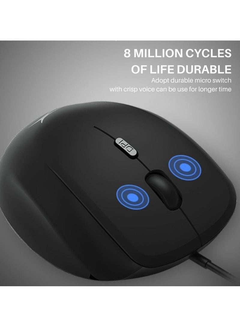 ماوس ألعاب ALTEC LANSING Flank مع مسند لليد - تصميم مريح سلكي USB - بكرة مطاطية ثلاثية الأبعاد/مضادة للانزلاق - 8 ملايين نقرة - 6 أزرار - 3200 نقطة في البوصة للمكتب/الألعاب | أسود - Image 4