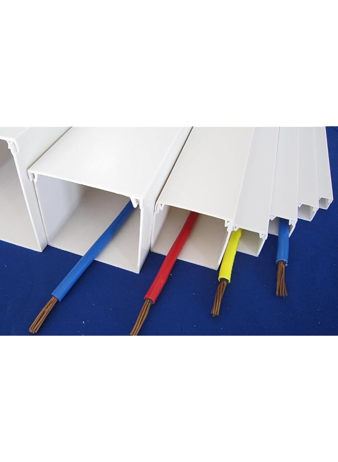 PROMASS Global 95Cm Square Cable Box Self Adhesive Pvc Trunking White Wall Cord Cover Concealer On-Wall Wire Paintable Management Raceway To Hide Wires - Pack Of 1 (3Pcs of 10X10X950Mm) - Image 3