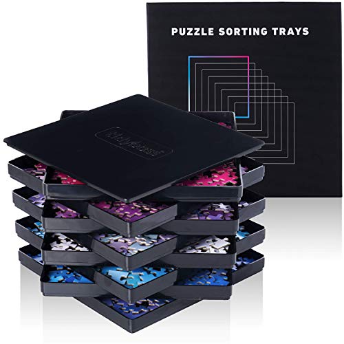 TIDYBOSS 8 Black Puzzle Sorting Trays with Lid 10 x 10  Puzzle Organizers and Storage  for Puzzles Up to 2000 Pieces - Image 1