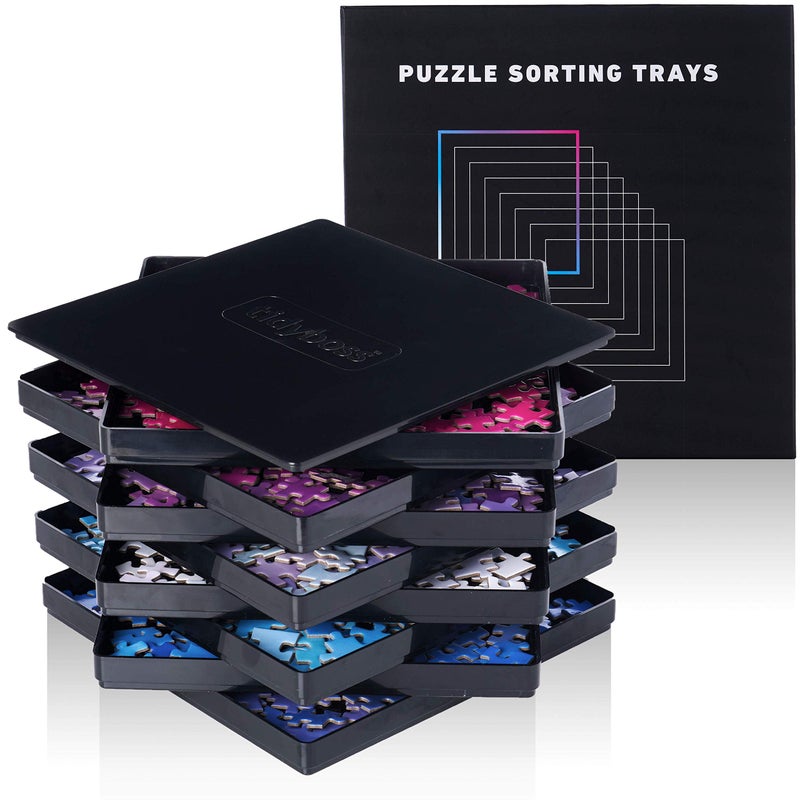 TIDYBOSS 8 Black Puzzle Sorting Trays with Lid 10 x 10  Puzzle Organizers and Storage  for Puzzles Up to 2000 Pieces - Image 2