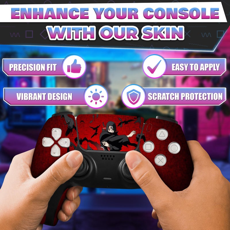 VIKROM PS5 Skins for Console Disc Version and 2 Controllers - Anime PS5 Skin Cover, Red/Dark PlayStation 5 Skin from Sturdy Vinyl - Fade- and Scratch-Resistant PlayStation 5 Cover for Console Stylish Upgrade - Image 4
