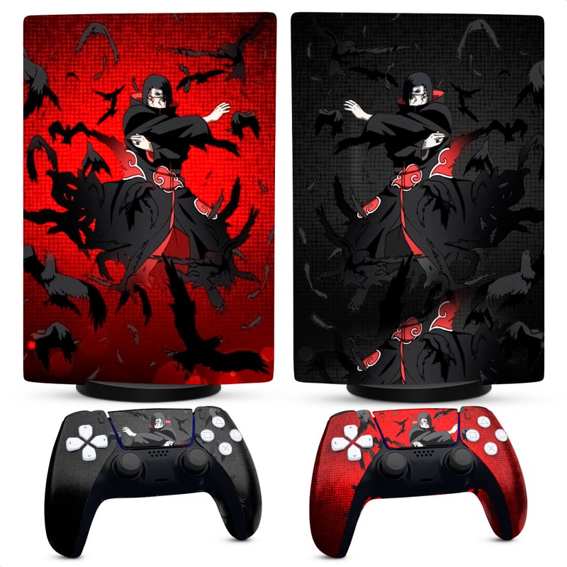VIKROM PS5 Skins for Console Disc Version and 2 Controllers - Anime PS5 Skin Cover, Red/Dark PlayStation 5 Skin from Sturdy Vinyl - Fade- and Scratch-Resistant PlayStation 5 Cover for Console Stylish Upgrade - Image 1
