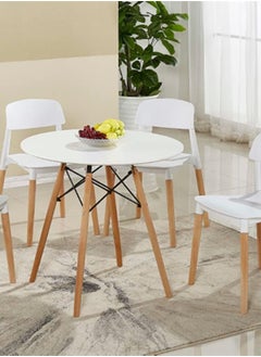 CityRiya-Long Round Dining Table Kitchen Dining Table Home Coffee Table 70*70cm Portable Dinner Table Tea Table White Table Space Saving Wooden Dining Table for Dining Room, Kitchen, Restaurant  - Image 4
