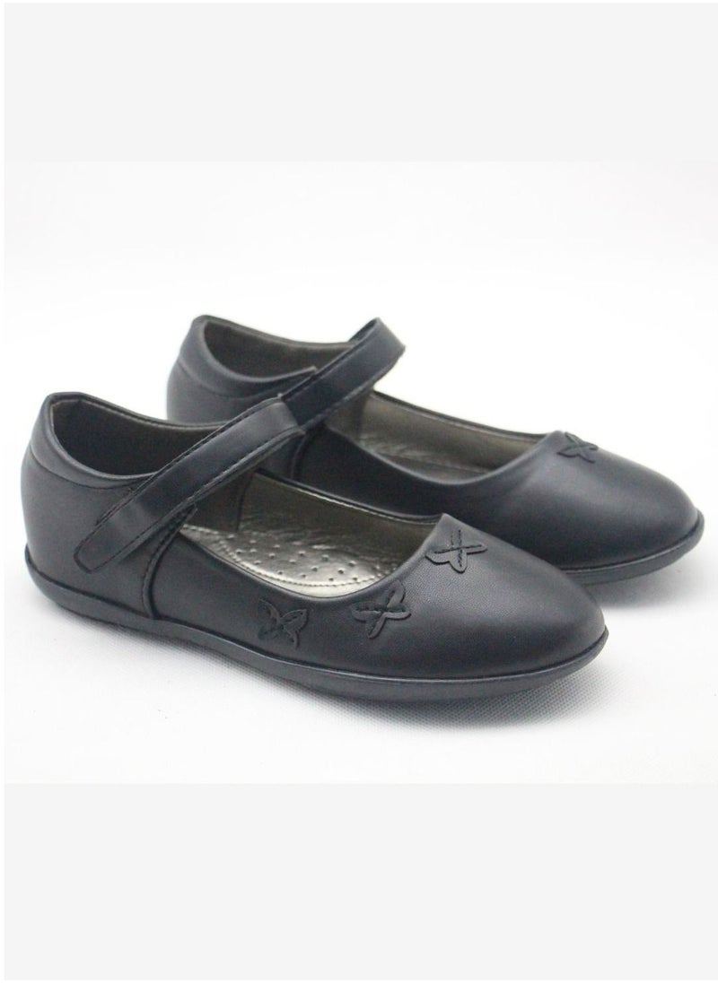 Mon Ami - Mon Ami Girls and Kids School Shoes, Hook and Loop Strap, Flats and Lightweight for Kids, Casual Baby Girl Shoes for Party, School Uniform, Black Dress and Wedding. - Image 1