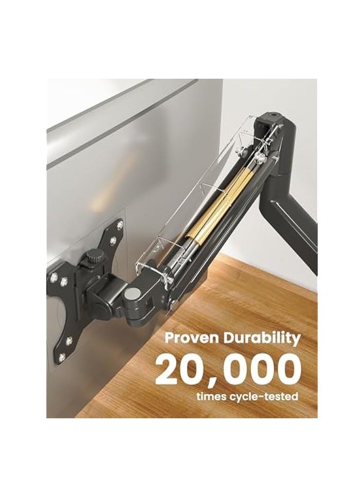 PROMASS Single Monitor Arm for 13-32 inch Screens, Adjustable Gas Spring Monitor Mount Holds up to 22 lbs, Computer Monitor Stand with VESA Mount, C-Clamp & Grommet Base, Max VESA 100x100mm, EGSS15B - Image 5