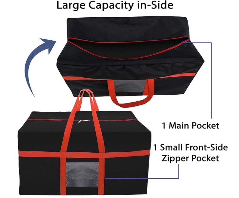 Haimac Nylon MultiPurpose 128 L Large Clothing Moisture Proof Storage OrganizerToys Storage BagStationery Paper Storage Bag for Travel Red Black 80x39x41 cm - Image 2