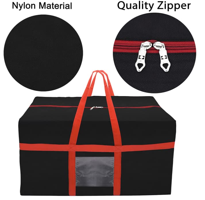 Haimac Nylon MultiPurpose 128 L Large Clothing Moisture Proof Storage OrganizerToys Storage BagStationery Paper Storage Bag for Travel Red Black 80x39x41 cm - Image 3