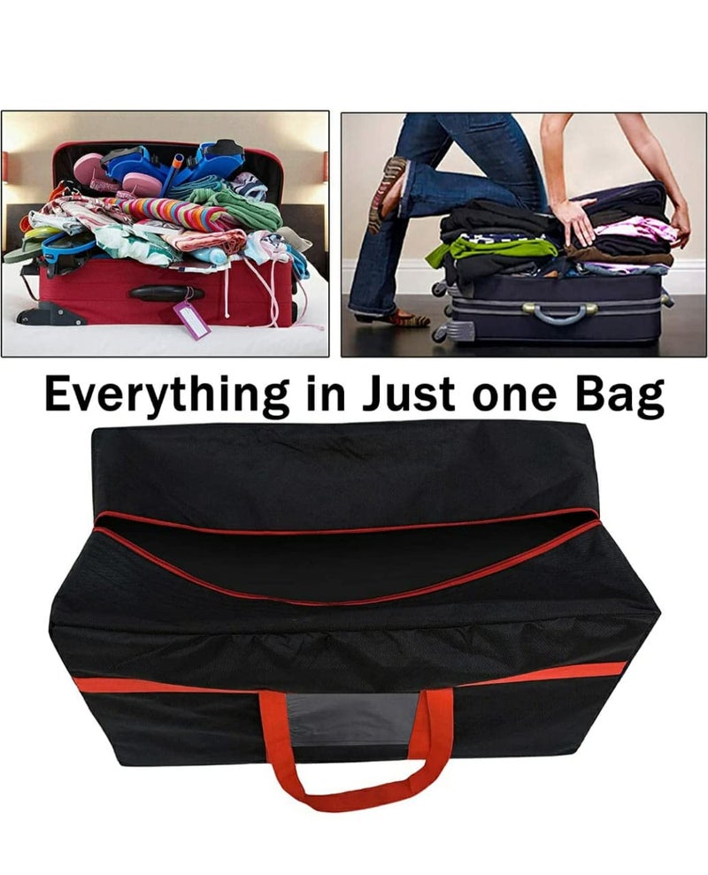 Haimac Nylon MultiPurpose 128 L Large Clothing Moisture Proof Storage OrganizerToys Storage BagStationery Paper Storage Bag for Travel Red Black 80x39x41 cm - Image 4
