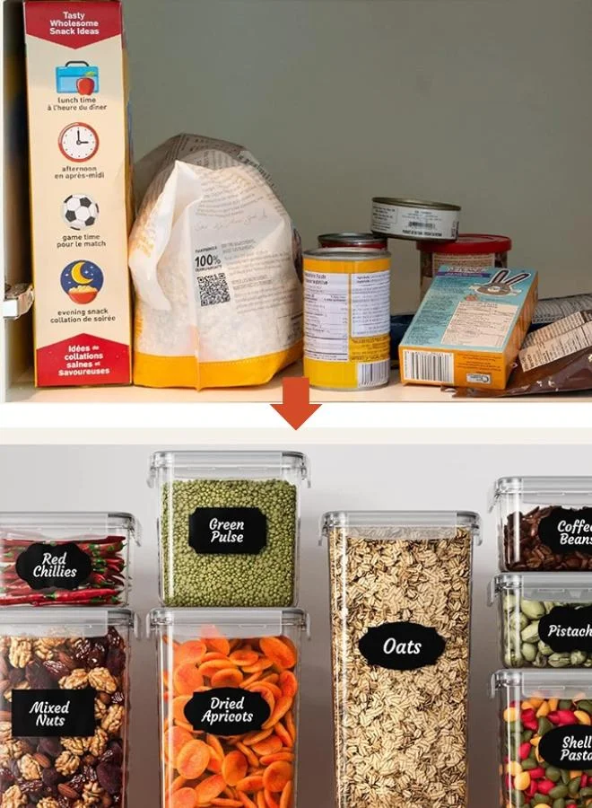 QUESERA Airtight Food Storage Container Set - 24 Piece, Kitchen & Pantry Organization, BPA-Free, Plastic Canisters with Durable Lids Ideal for Cereal, Flour & Sugar - Labels, Marker & Spoon Set