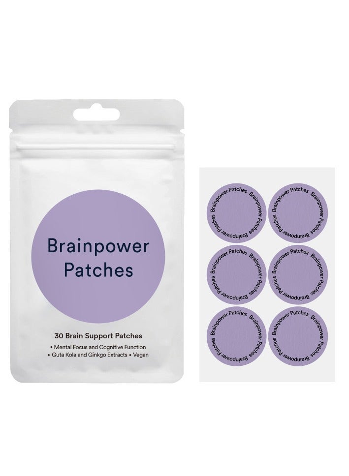 Brainpower Patches with Bacopa, Gotu Kola, Gingko Plant, and Lions Mane Extract - Vegan - 30 Count