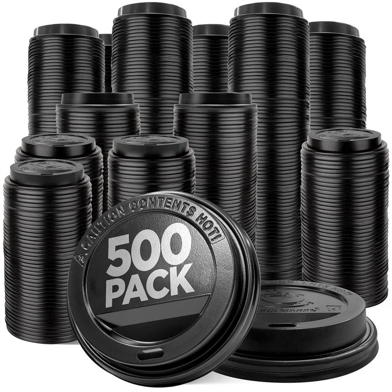 500Pack Coffee Cup Lids Disposable Coffee Lids for 10 12 16 20 24 oz Paper Cups 8 oz Squat Cups Dome for ToGo Beverages Expresso Tea Hot Chocolate Black