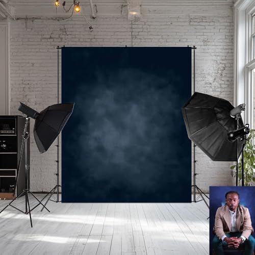 Kate كات 5x7 قدم خلفيات زرقاء داكنة تجريدية ميكروفايبر خلفية زرقاء داكنة لجلسات التصوير الفوتوغرافي - Image 1