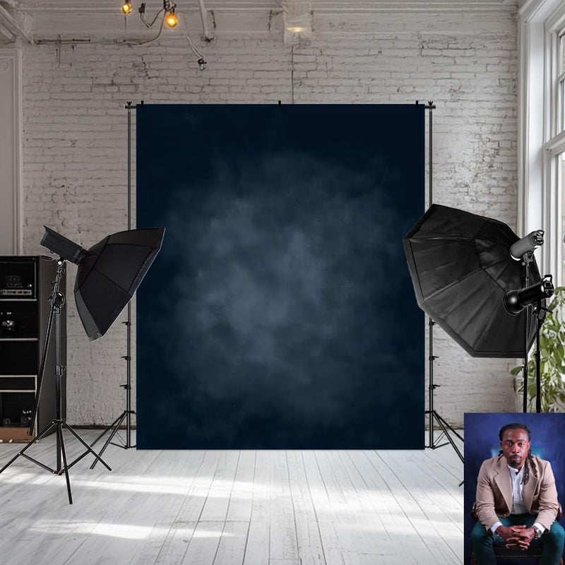 Kate كات 5x7 قدم خلفيات زرقاء داكنة تجريدية ميكروفايبر خلفية زرقاء داكنة لجلسات التصوير الفوتوغرافي - Image 4