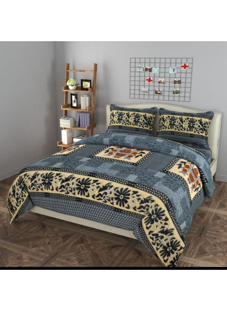 Luxury Trends Luxury Trends Warm Polar Fleece Soft King Size Woolen bedsheet with 2 Pillow Cover for Double BedAC RoomsWinter Hotel Size 90x100 Inch Grey 