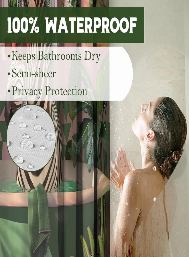 TSLOVER Funny Zebra Shower Curtain,Animal Print Bathroom Curtains,Tropical Botanical Waterproof Polyester Fabric Bath Curtain Decor,72x72 Inches - Image 3