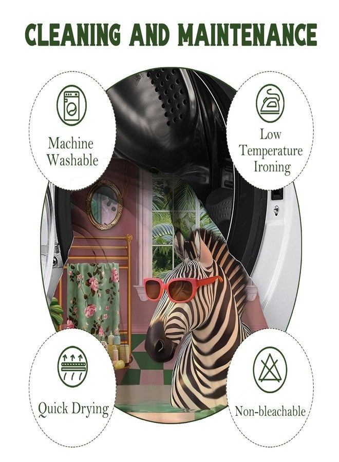 TSLOVER Funny Zebra Shower Curtain,Animal Print Bathroom Curtains,Tropical Botanical Waterproof Polyester Fabric Bath Curtain Decor,72x72 Inches - Image 5