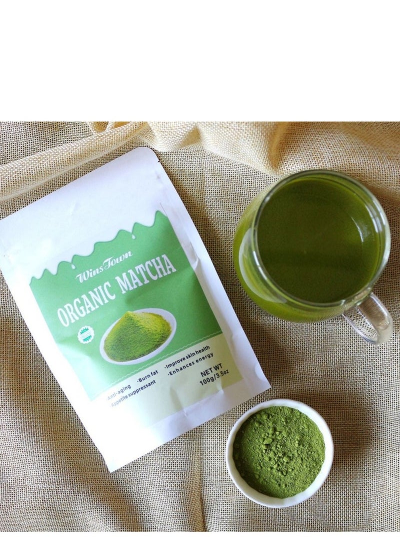 Wins Town Organic Matcha Green Cha Tea Powder, Support healthy and active lifestyle 100g  - Image 3