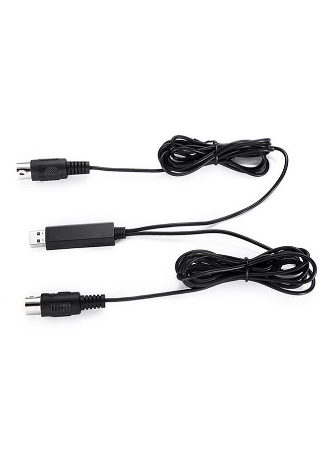 Generic - HiFing USB IN-OUT MI Cable One In One Out Interface 5 Pin Line Converter PC to Music Keyboard Adapter Cord Black - Image 1