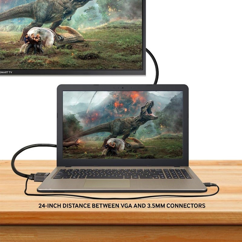 Cmple - VGA SVGA Monitor Cable, Gold Plated Connectors, Support Full HD Displays HDTVs (Male-to-Male) with 3.5mm Stereo Audio - 6 Feet - Image 5