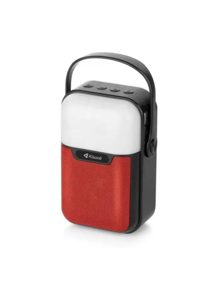 Kisonli Q7S Wireless Speaker, Bluetooth Speaker, Lightweight and Easy to Carry and Move, Equipped with RGB Lighting, Supports USB AUX RADIO FM TF Card, Strong and Clear Sound - Red - Image 1