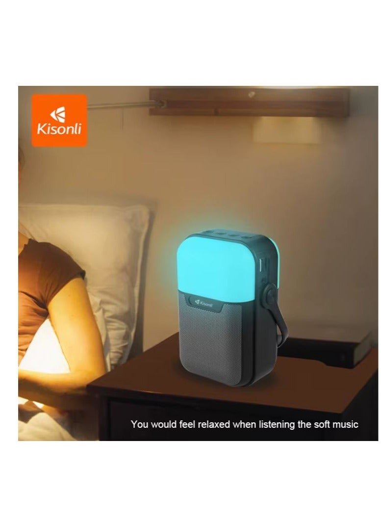 Kisonli Q7S Wireless Speaker, Bluetooth Speaker, Lightweight and Easy to Carry and Move, Equipped with RGB Lighting, Supports USB AUX RADIO FM TF Card, Strong and Clear Sound - Red - Image 3