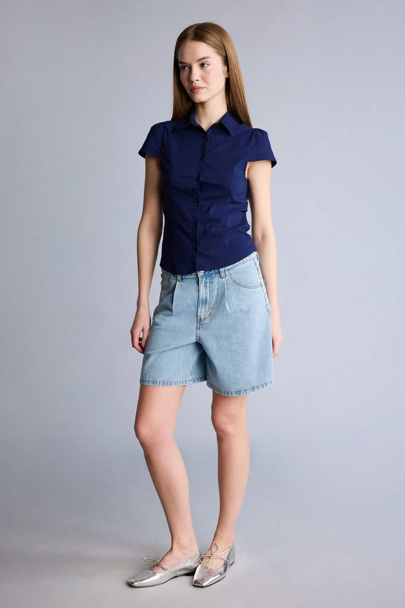 ديفاكتو Slim Fit Shirt Collar Short Sleeve Shirt