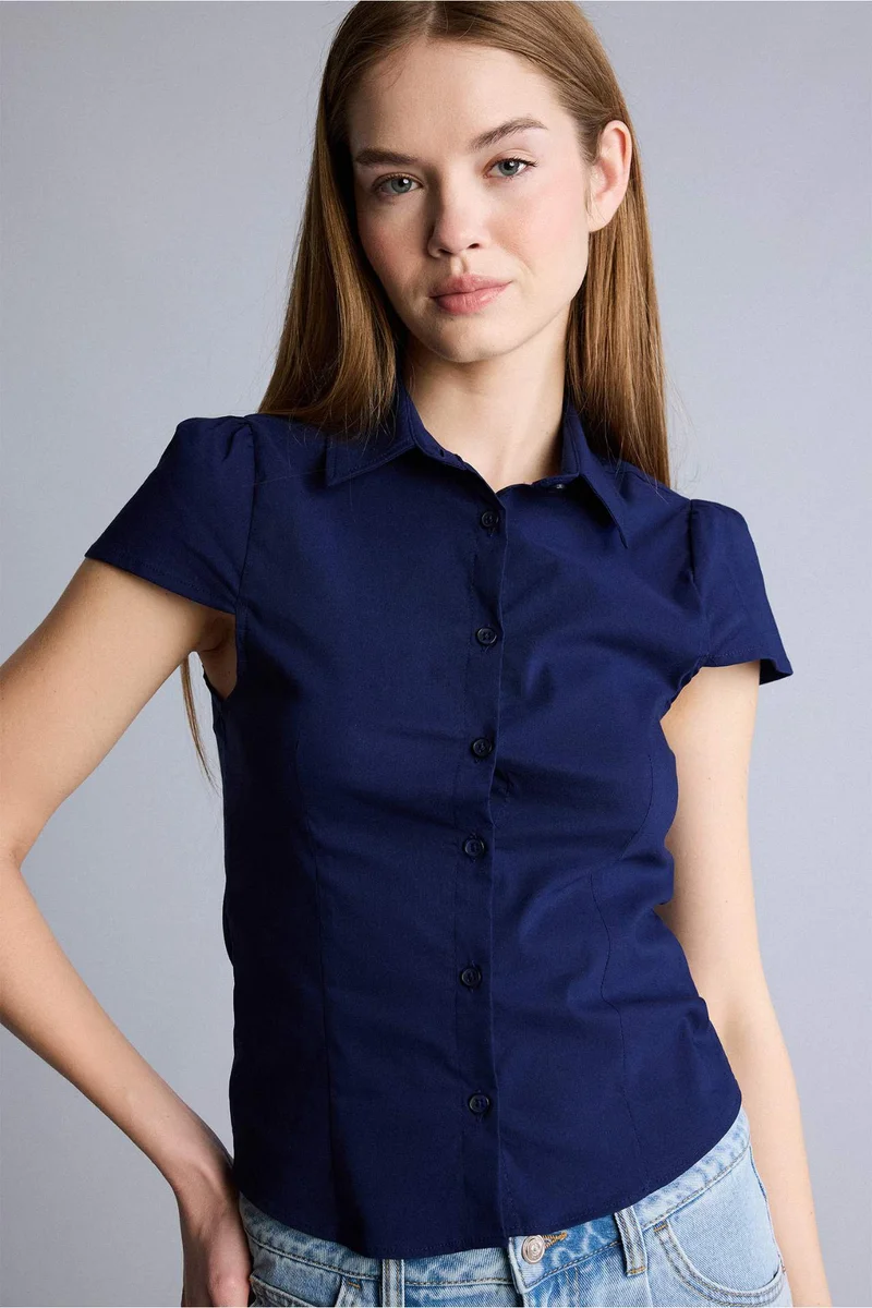 ديفاكتو Slim Fit Shirt Collar Short Sleeve Shirt
