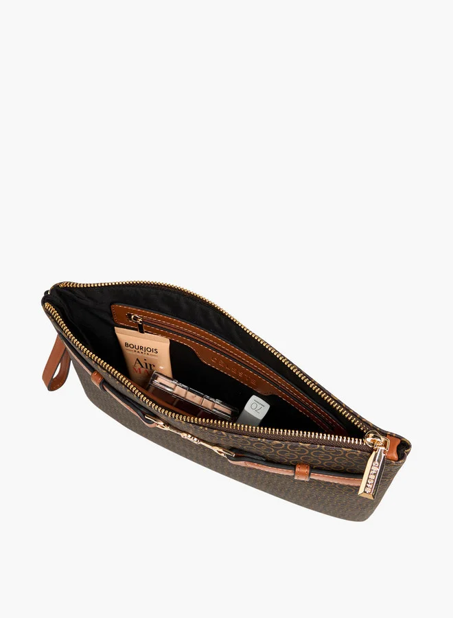 Celeste Monogram Print Clutch with Zip Closure