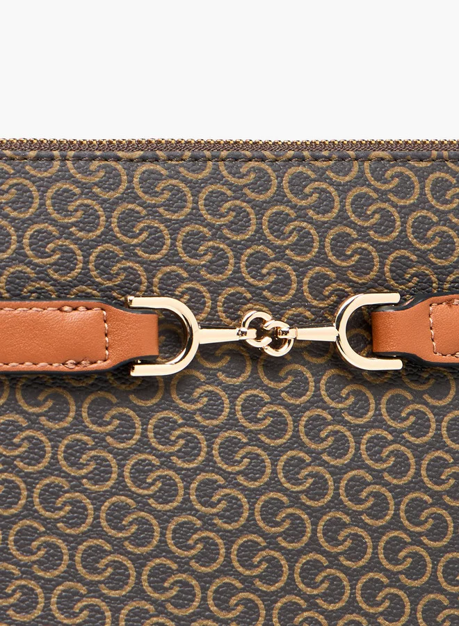 Celeste Monogram Print Clutch with Zip Closure