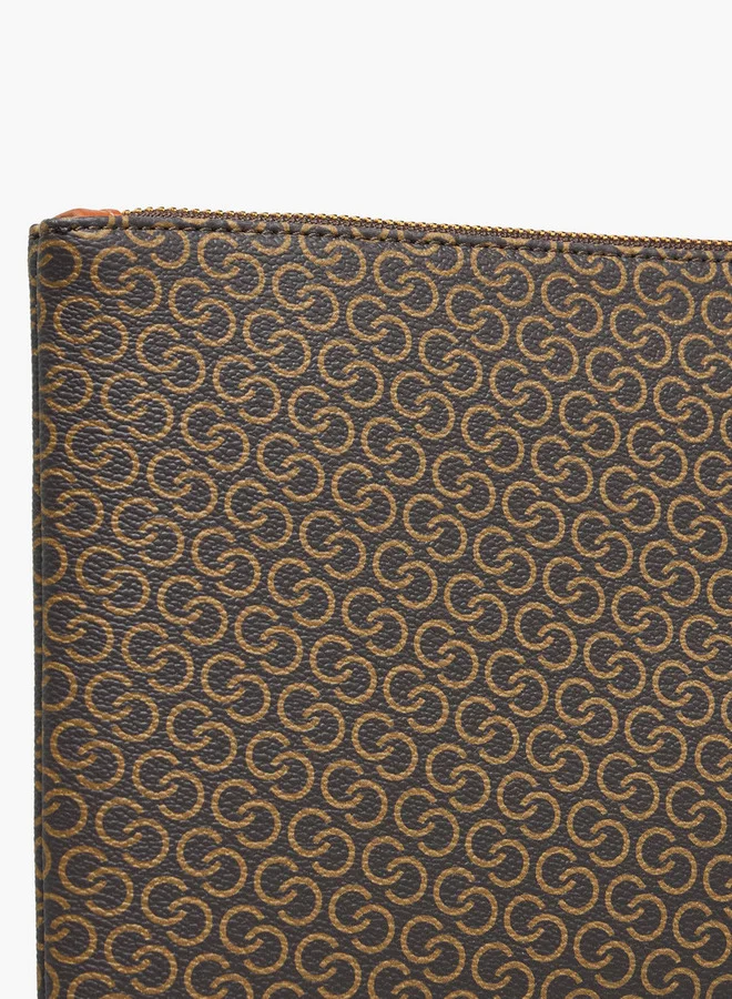 Celeste Monogram Print Clutch with Zip Closure