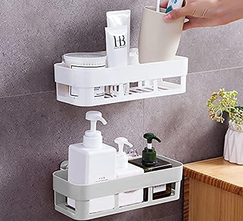 FLORISCA™ Bathroom shelve & Kitchen Organizer Durable & Non-Toxic Self-Adhesive Wall Mounted Plastic Bathroom Shelf Drainage Holes Multipurpose Set of Storage Racks & Shelves - Image 5