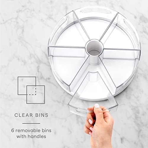 YouCopia Crazy Susan Lazy Susan Organizer, 6 BPA-Free Removable Clear Bins with Handles, Rotating Storage Turntable for Kitchen Cabinet, Pantry and Bathroom Organization,White - Image 2