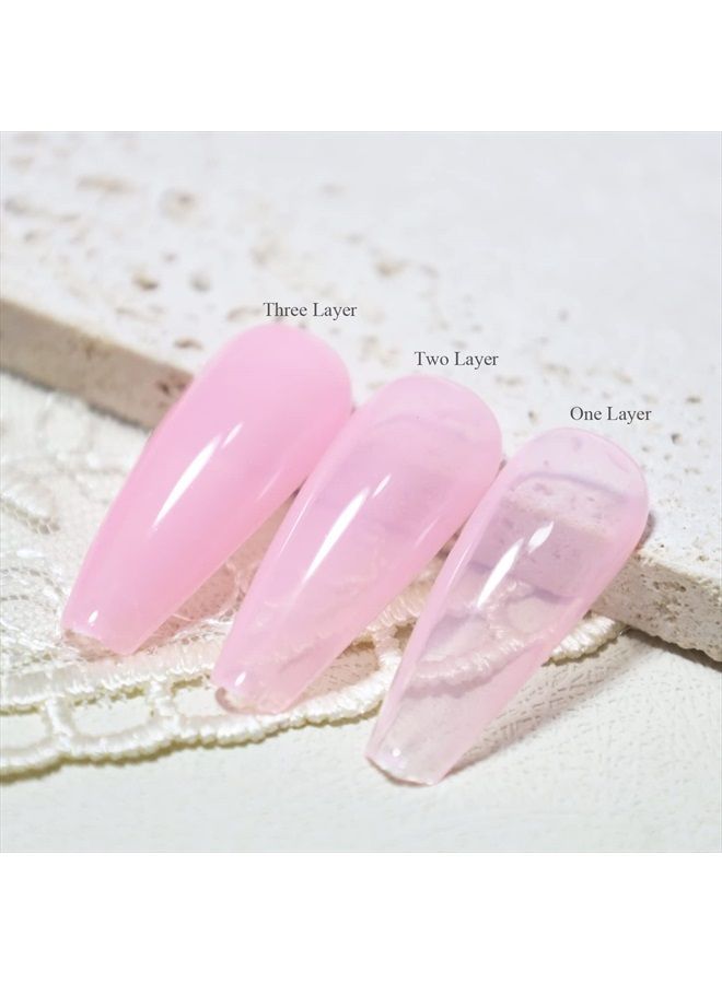 FZANEST طلاء أظافر جل شفاف وردي LED UV قابل للإزالة هلام حليبي شفاف نود طلاء أظافر فن الأظافر لون مانيكير بيديكير (لمعان صحي وردي) - Image 2
