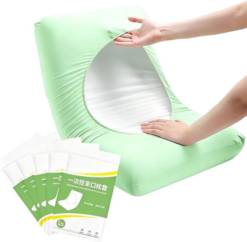 Goodern Disposable Pillowcases,10 Pcs Single Use Travel Pillow Covers,Non Woven Pillow Case Covers Individually Wrapped,Portable Pillow Sheets for Business Trips Hotels Bedding Supplies-Green - Image 1