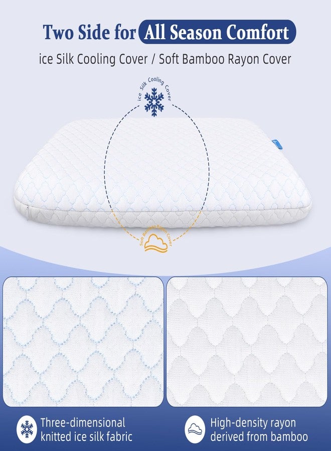 SofGlowly Ultra Thin Flat Pillows for Sleeping King Size -33x16 Inch, Cooling Gel Infused Memory Foam Pillow 2.75 inch Height Ultra Thin Pillow,Slim Bed Pillows for Stomach Back Sleeper - Image 2