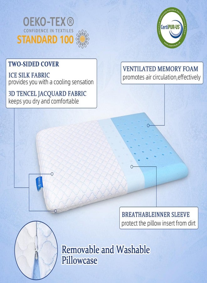 SofGlowly Ultra Thin Flat Pillows for Sleeping King Size -33x16 Inch, Cooling Gel Infused Memory Foam Pillow 2.75 inch Height Ultra Thin Pillow,Slim Bed Pillows for Stomach Back Sleeper - Image 3