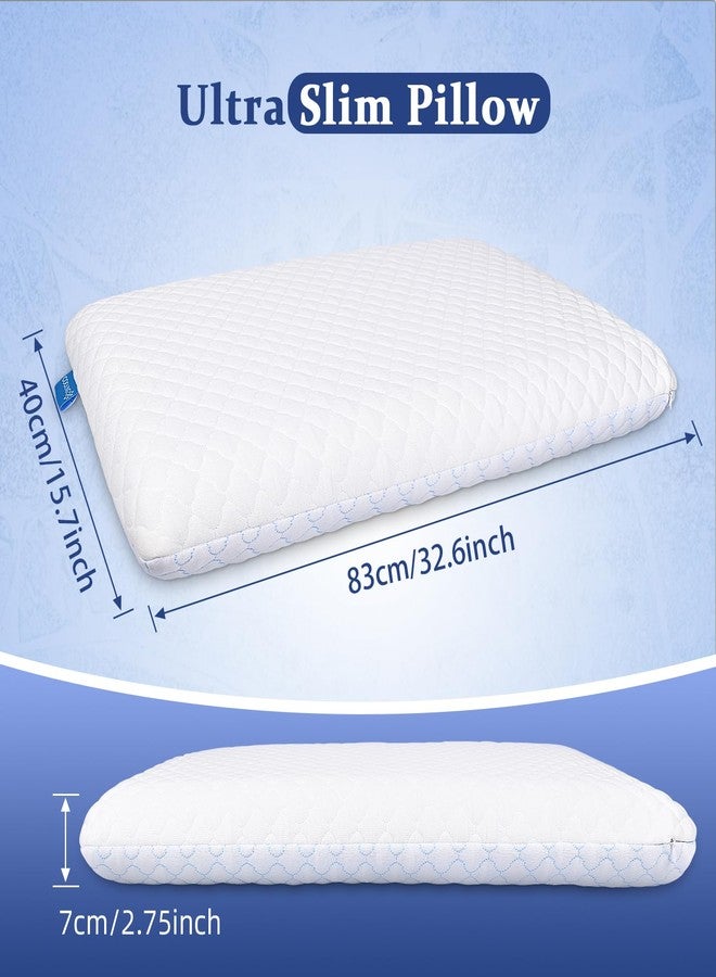 SofGlowly Ultra Thin Flat Pillows for Sleeping King Size -33x16 Inch, Cooling Gel Infused Memory Foam Pillow 2.75 inch Height Ultra Thin Pillow,Slim Bed Pillows for Stomach Back Sleeper - Image 4