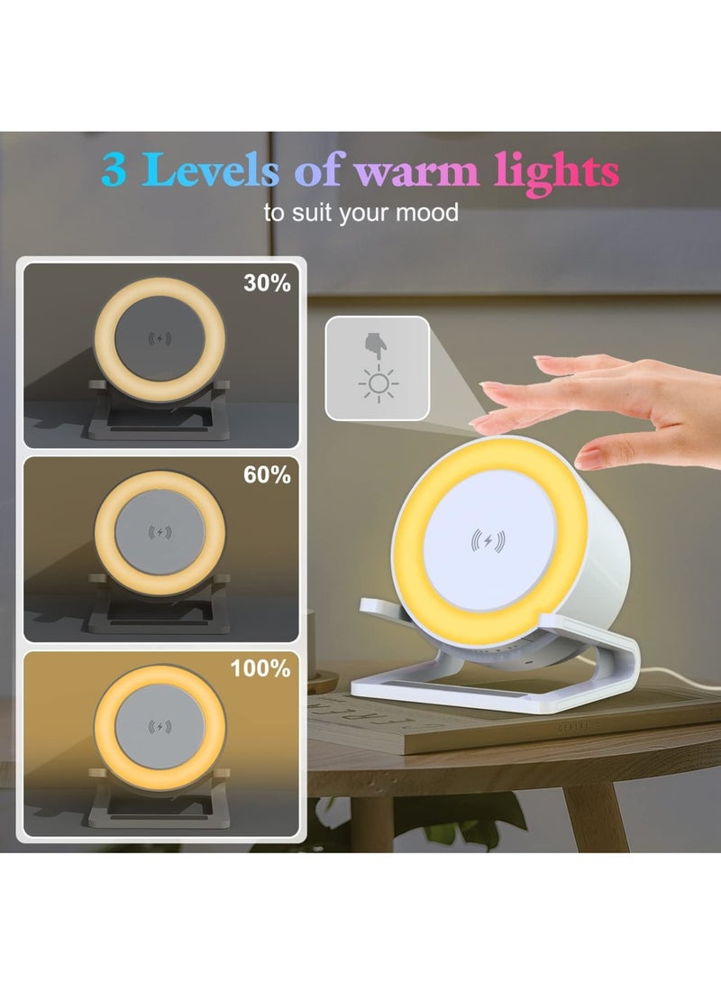 Night Lights Bluetooth Speaker, Wireless Charger 15W with Phone Holder, Room Decor, Touch Control Bedside Lamp Dimmable with Dynamic Colored Music Light, Gifts for Teenage Girls Boys - Image 5