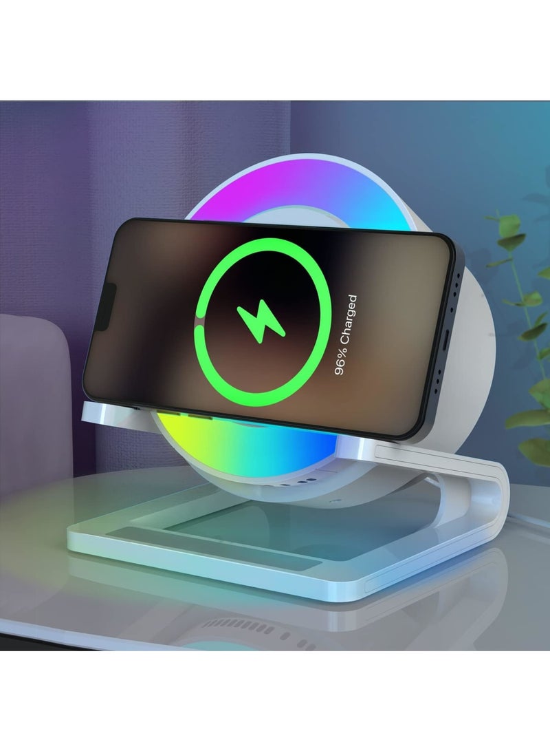 Night Lights Bluetooth Speaker, Wireless Charger 15W with Phone Holder, Room Decor, Touch Control Bedside Lamp Dimmable with Dynamic Colored Music Light, Gifts for Teenage Girls Boys - Image 1