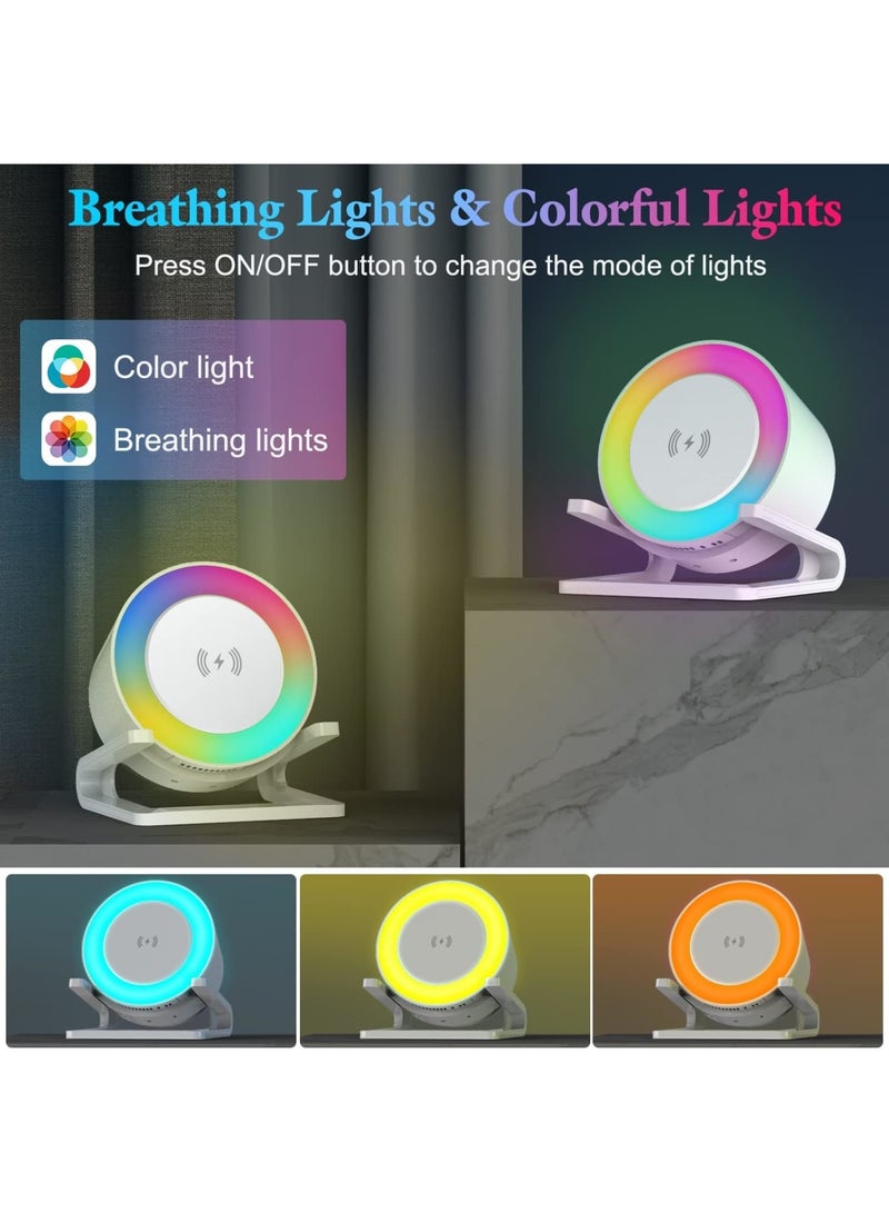 Night Lights Bluetooth Speaker, Wireless Charger 15W with Phone Holder, Room Decor, Touch Control Bedside Lamp Dimmable with Dynamic Colored Music Light, Gifts for Teenage Girls Boys - Image 4
