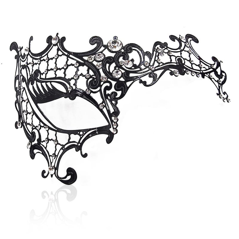 MYMENU Masquerade Mask for Women Shiny Rhinestone Venetian Party Prom Ball Metal Mask (Half Face) - Image 2