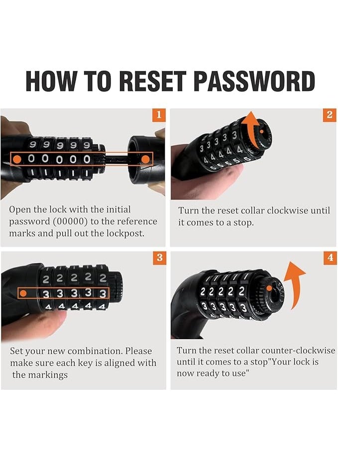 Arabest Bicycle Chain Lock – 5 Position resettable Combination Heavy-Duty Anti-Theft Bicycle Lock, 47In,Hardened Steel Square Links,High Security Keyless，Easy to use for E-Bike, Motorcycle, Scooter, Gate ﻿ - Image 5