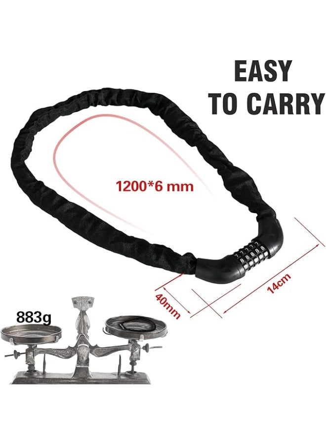 Arabest Bicycle Chain Lock – 5 Position resettable Combination Heavy-Duty Anti-Theft Bicycle Lock, 47In,Hardened Steel Square Links,High Security Keyless，Easy to use for E-Bike, Motorcycle, Scooter, Gate ﻿ - Image 2