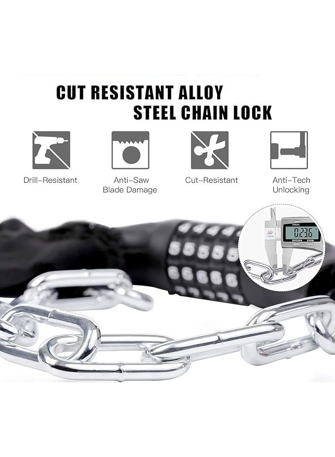 Arabest Bicycle Chain Lock – 5 Position resettable Combination Heavy-Duty Anti-Theft Bicycle Lock, 47In,Hardened Steel Square Links,High Security Keyless，Easy to use for E-Bike, Motorcycle, Scooter, Gate ﻿ - Image 4